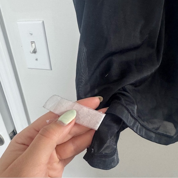 Vintage Y2K Black Sheer Floral Ruffle Cami Top – 2000s Romantic Fairy Grunge S - Picture 4 of 5